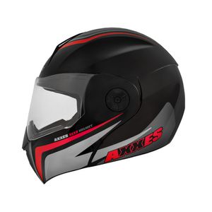 CASCO AXXES ABATIBLE TROCK NEGRO ROJO MATE
