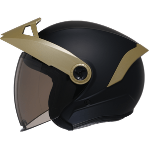 CASCO XTRONG XTR-OP15 NEGRO MATE SPOILER DORADO
