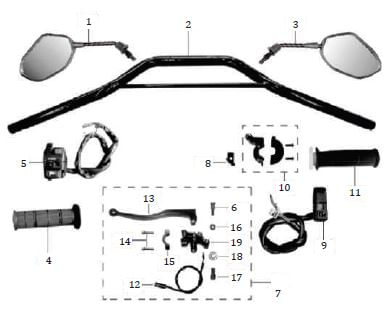 MANILLAR ACELERADOR MANUBRIO-ESPEJOS MRX