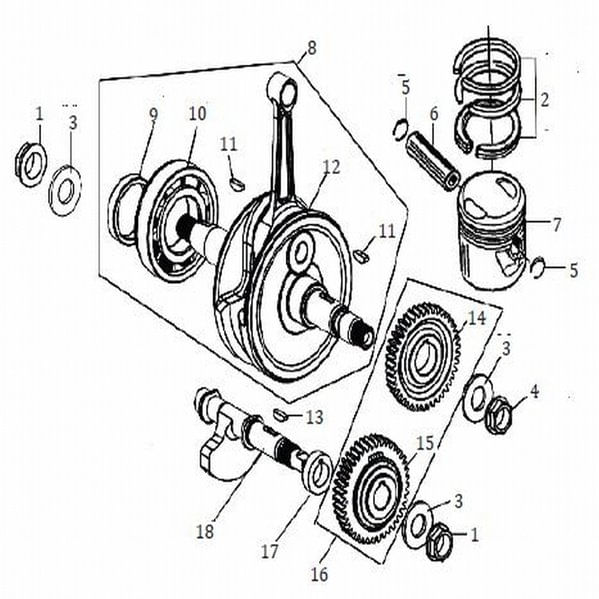 BIELA (SOLA) CIGÜEÑAL-BALANCEADOR-PISTON MRX 150