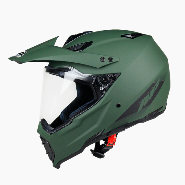 Casco Doble Prop sito AP28 Solid Verde Militar Mate Para Moto