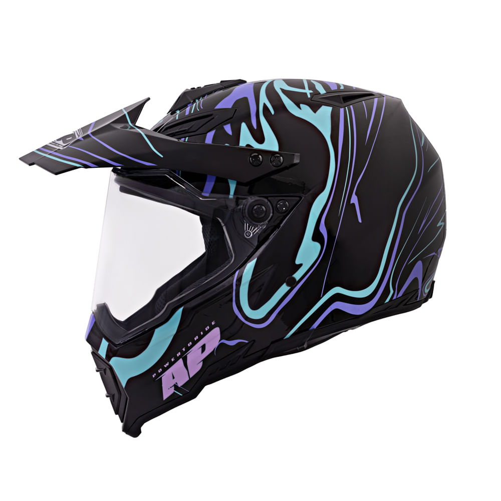 CASCO DOBLE PROPOSITO AP28 NIXIE PURPURA CYAN NEGRO