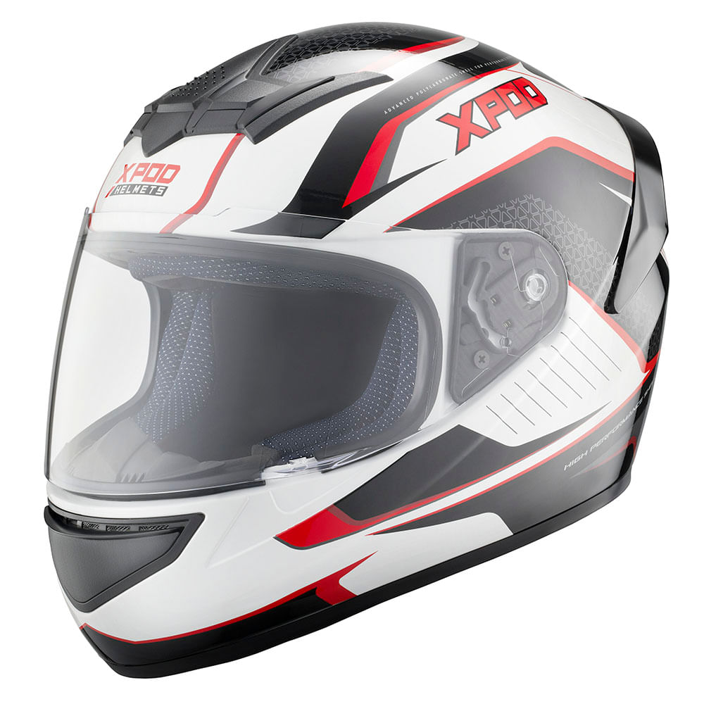 Casco TVS Xpod Unisex Blanco Negro Rojo